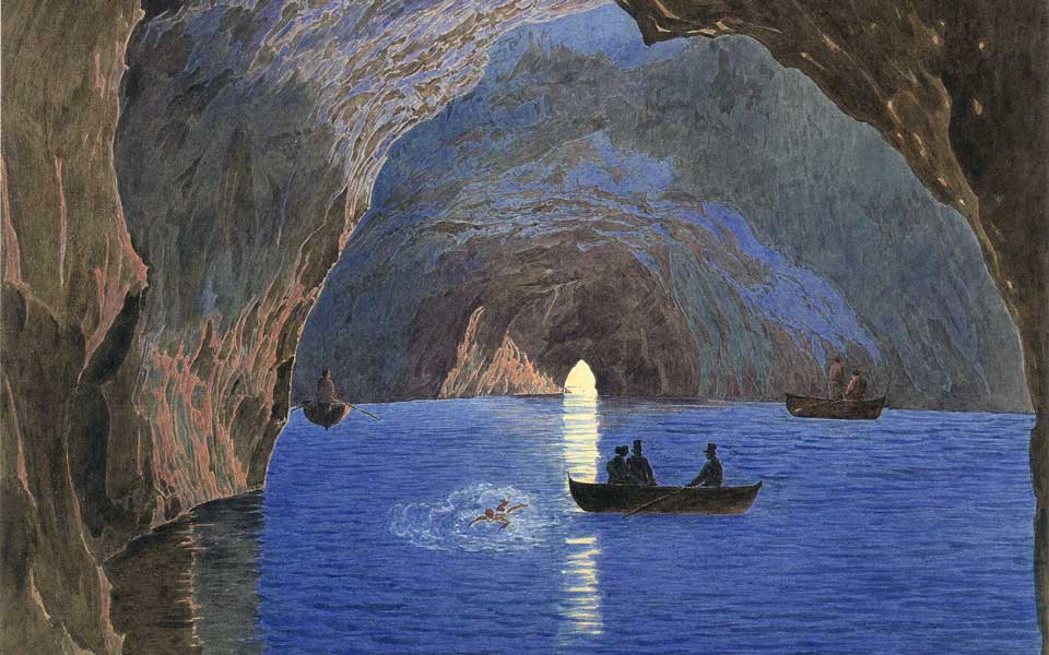 Painting of Blue Grotto Capri Boat Tour from Amalfi Positano - Living Amalfi